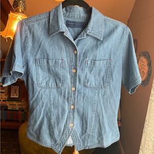 Vintage Karen Scott Light Blue Denim Shirt 100% Cotton. Women's Small.
